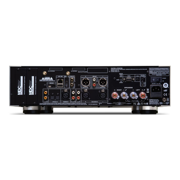NAD M33 V2 BluOS Streaming Integrated Amplifier rear panel, inputs and outputs