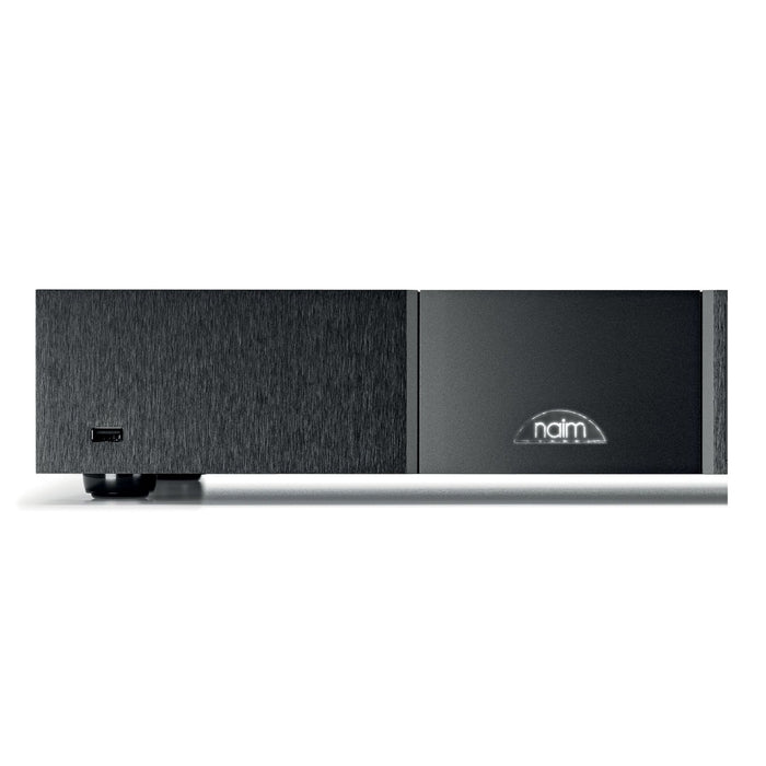 Naim ND 555 Reference Network Player close up front view, Naim badge