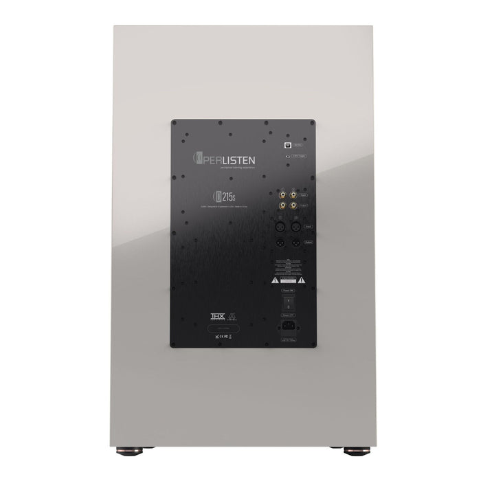 Perlisten D215s Dual Driver Powered Subwoofer, piano white rear panel