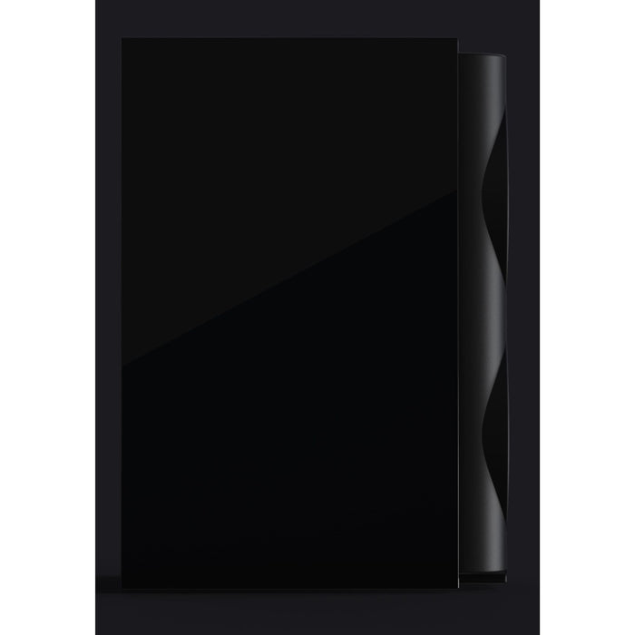 Perlisten R4b Bookshelf Speakers, piano black side profile view
