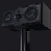 Perlisten R5c Center Channel Speaker, piano black hero shot on stand