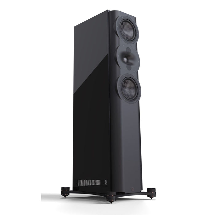 Perlisten S5t Floorstanding Speakers, piano black angled view