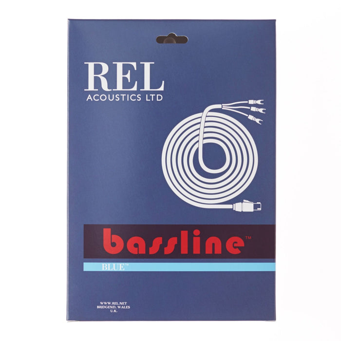 REL Bassline Blue Subwoofer Cable packaging