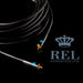 REL Commander Subwoofer Cable hero shot with REL logo