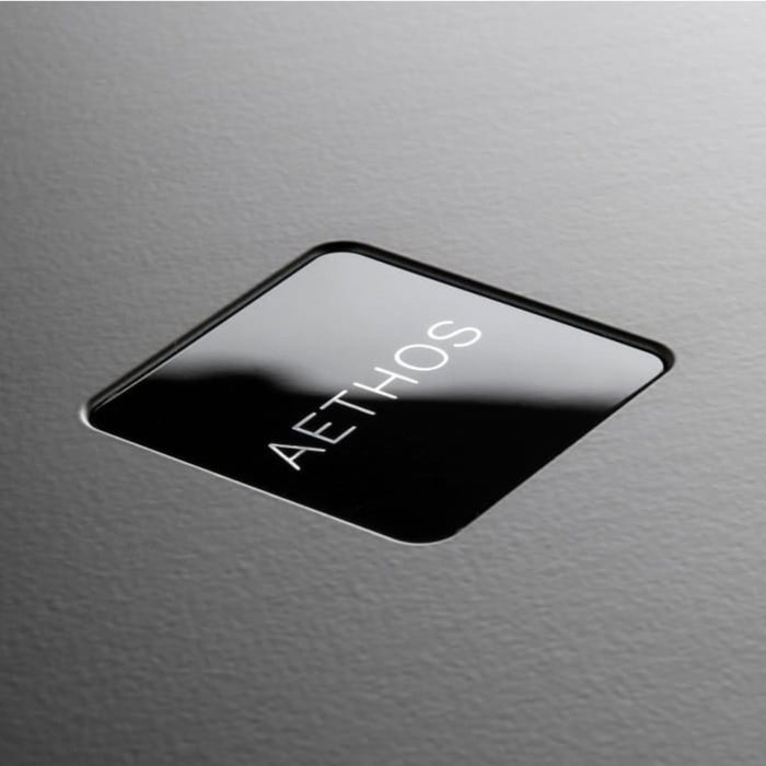Rega Aethos Stereo Integrated Amplifier badging close up