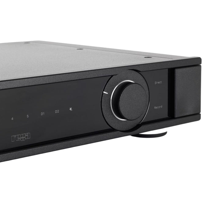 Rega Elicit MK5 Stereo Integrated Amplifier front panel close up, volume knob