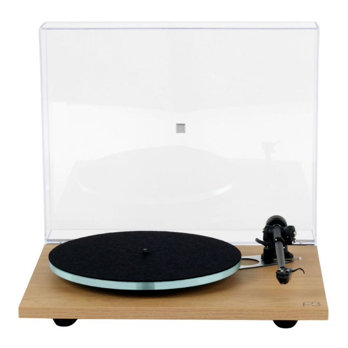 Rega Planar 3 Belt-Drive Turntable, light oak with dustcover