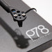 Rega Planar 78 Turntable, cartridge and P78 badge close up