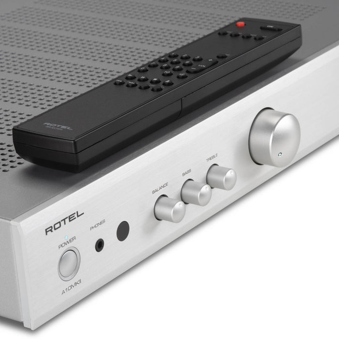 Rotel A10 Mkll Stereo Integrated Amplifier, lifestyle photo showcasing sleek design