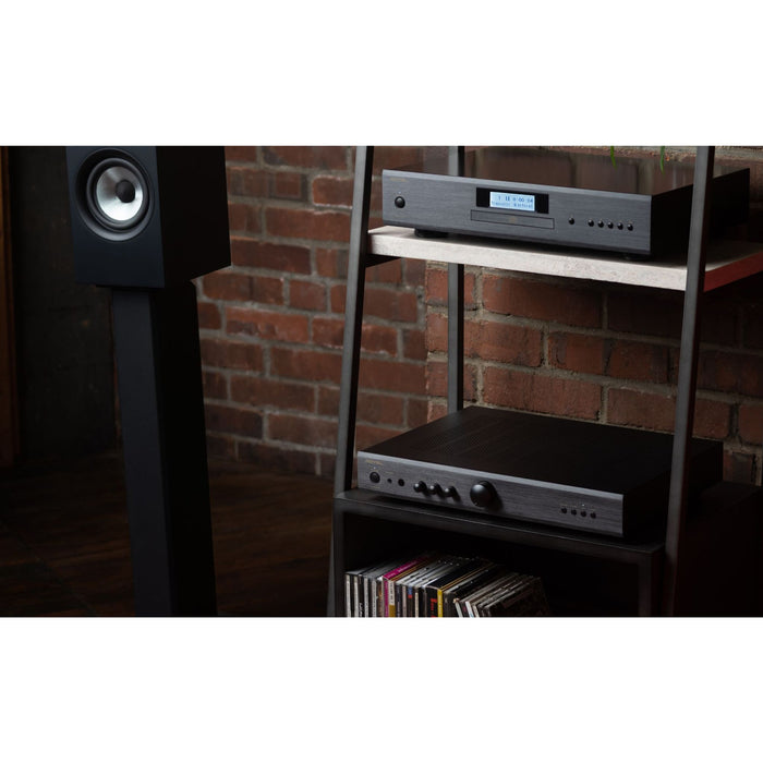 Rotel CD11 MkII CD Player in listening room, with Rotel integrated amplifier and speakers