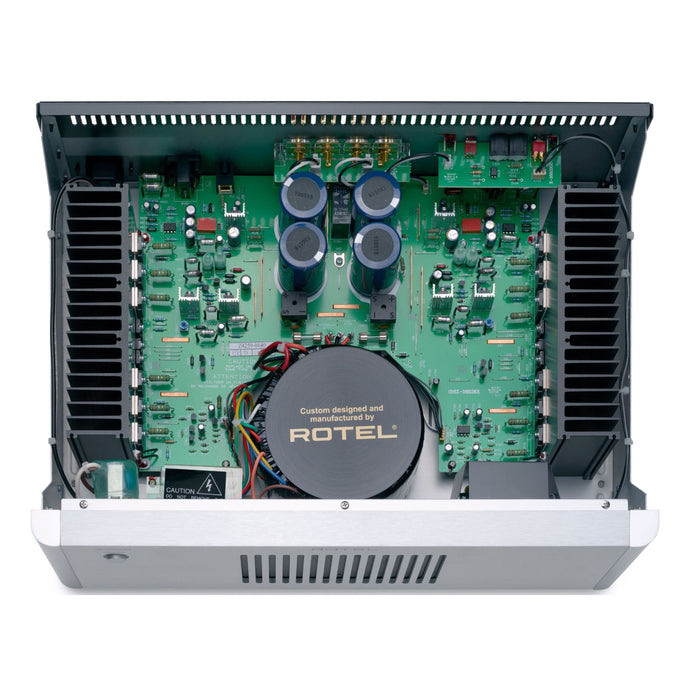 Rotel RB-1552 MkII Stereo Power Amplifier top view with cover removed showing internal components