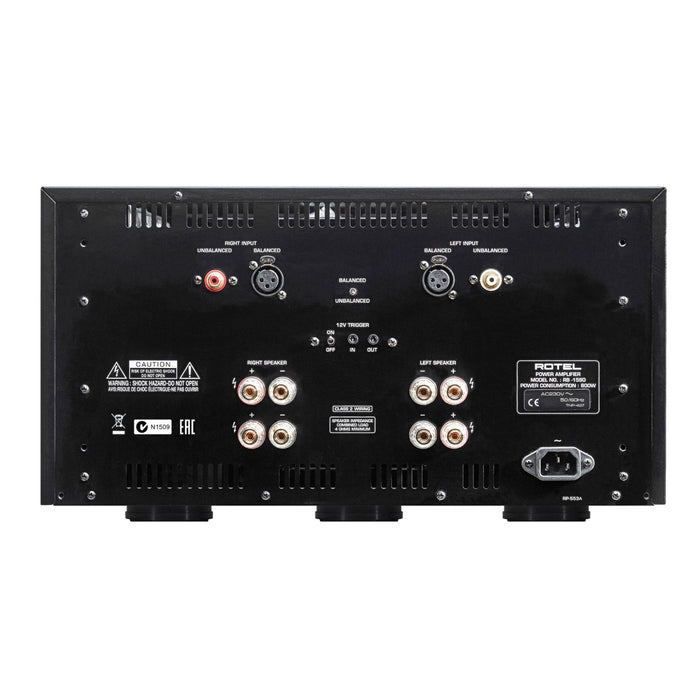 Rotel RB-1590 Stereo Power Amplifier rear panel, inputs and outputs