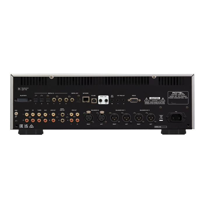Rotel RC-1590 MkII Stereo Preamplifier, rear panel, inputs and outputs