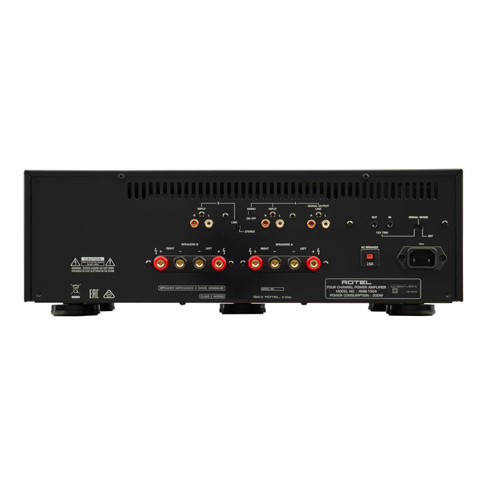 Rotel RMB-1504 4-Channel Custom Installation Amplifier, rear panel, inputs and outputs