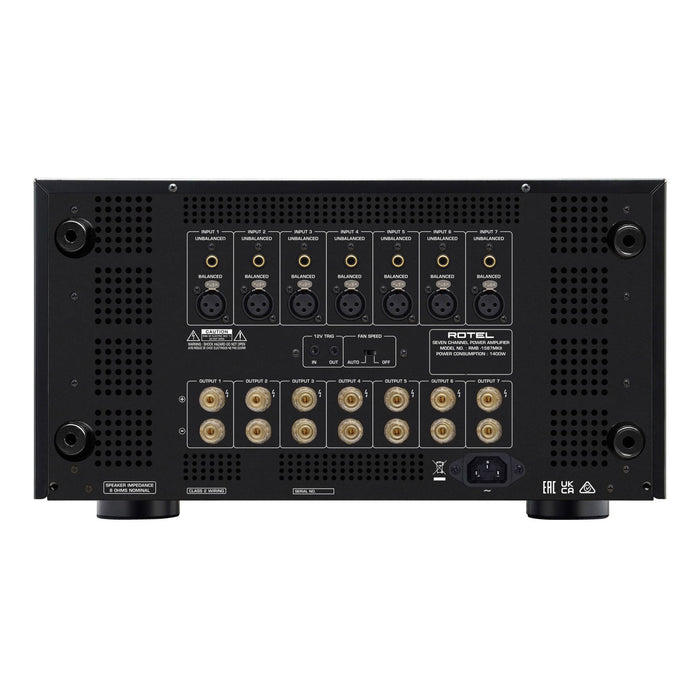 Rotel RMB-1587 MkII 7-Channel Home Theater Amplifier, rear panel, inputs and outputs