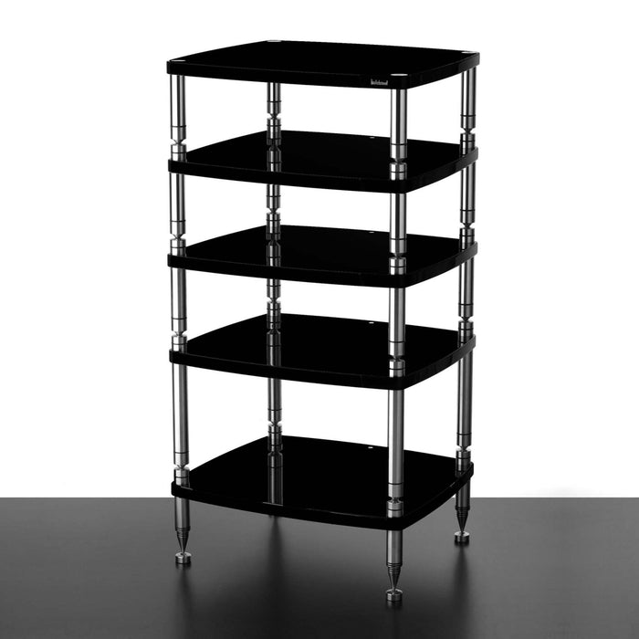 Solidsteel HF Series Hi-Fi Rack, gloss black 5 shelves