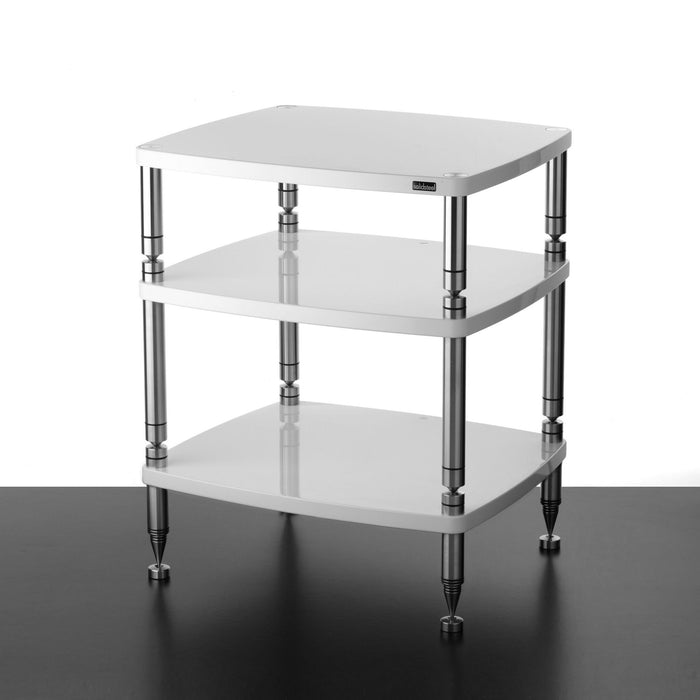 Solidsteel HF Series Hi-Fi Rack, gloss white 3 shelves