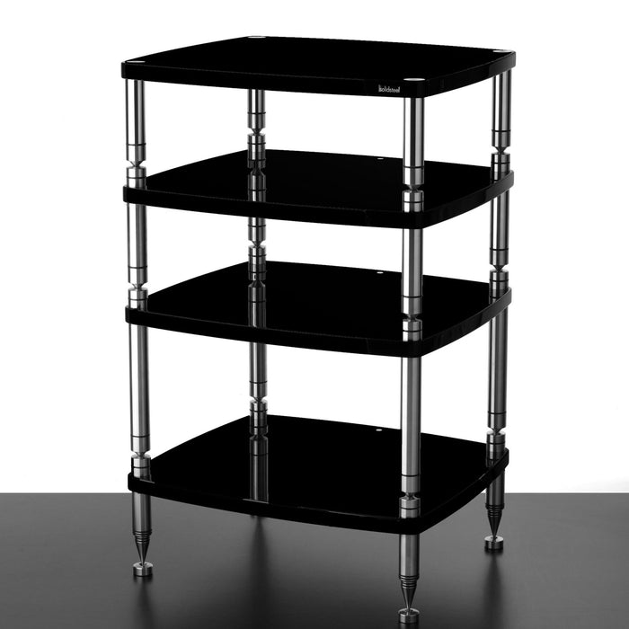 Solidsteel HF Series Hi-Fi Rack, gloss black 4 shelves