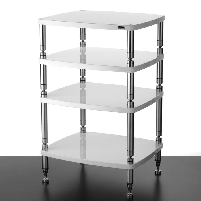 Solidsteel HF Series Hi-Fi Rack, gloss white 4 shelves