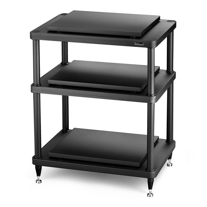 Solidsteel S5 Series Hi-Fi Rack, black 3 shelves
