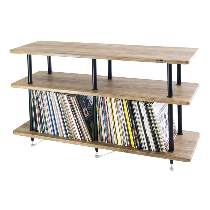 Solidsteel VL Series Hi-Fi Rack with Vinyl Storage, walnut 3 shelves

