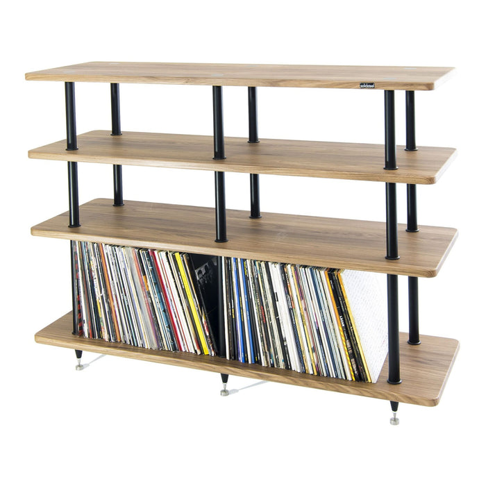 Solidsteel VL Series Hi-Fi Rack with Vinyl Storage, walnut 4 shelves
