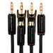 Tributaries Series 4 Bi-Wire Speaker Cables, spade and banana connectors close up