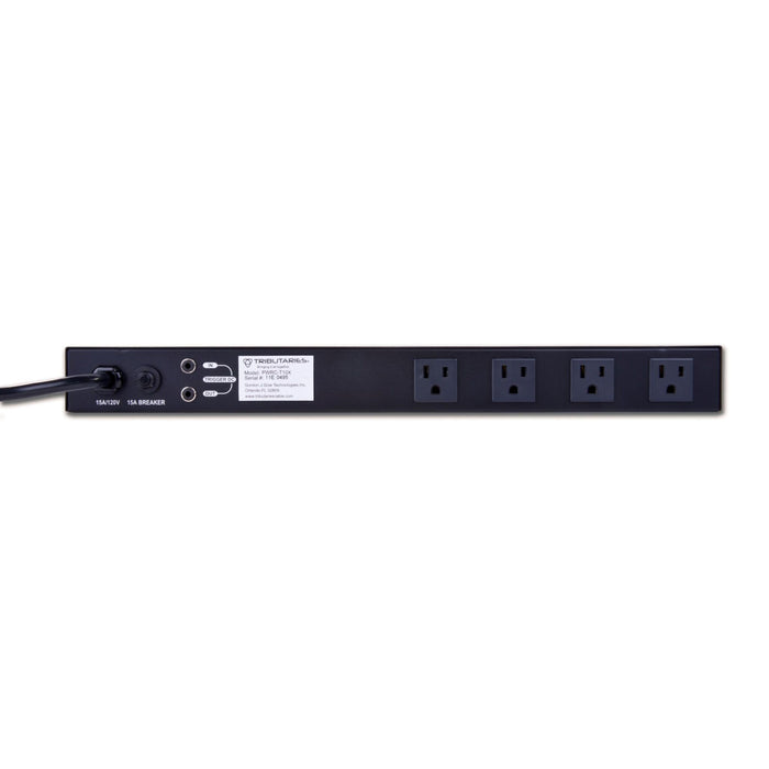 Tributaries T10X Professional Level Power Conditioner rear view, inputs and outputs