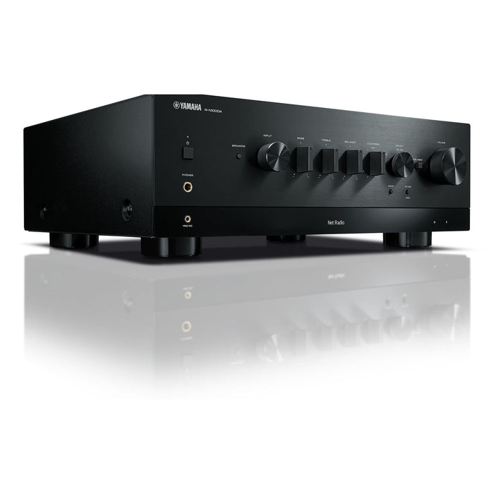 Yamaha R-N1000A Stereo Network Receiver, black, rear panel, inputs and outputs